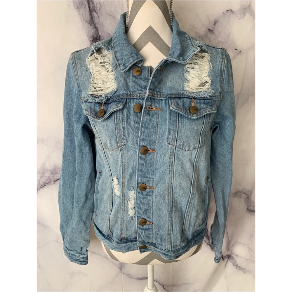 MONO Denim Jean ripped jacket Sz M